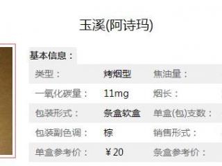 玉溪阿诗玛软包香烟价格图片及口感评测