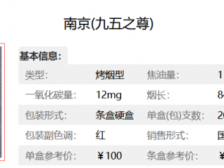南京九五之尊香烟价格介绍及口感分析