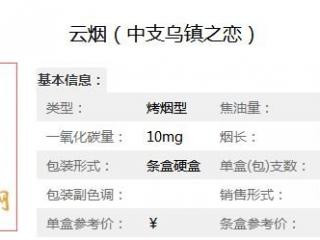 云烟新品乌镇之恋中支介绍一览