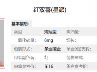 红双喜星派香烟价格表图及口感评测